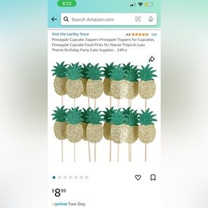 Pineapple Cupcake Decor Toppers
